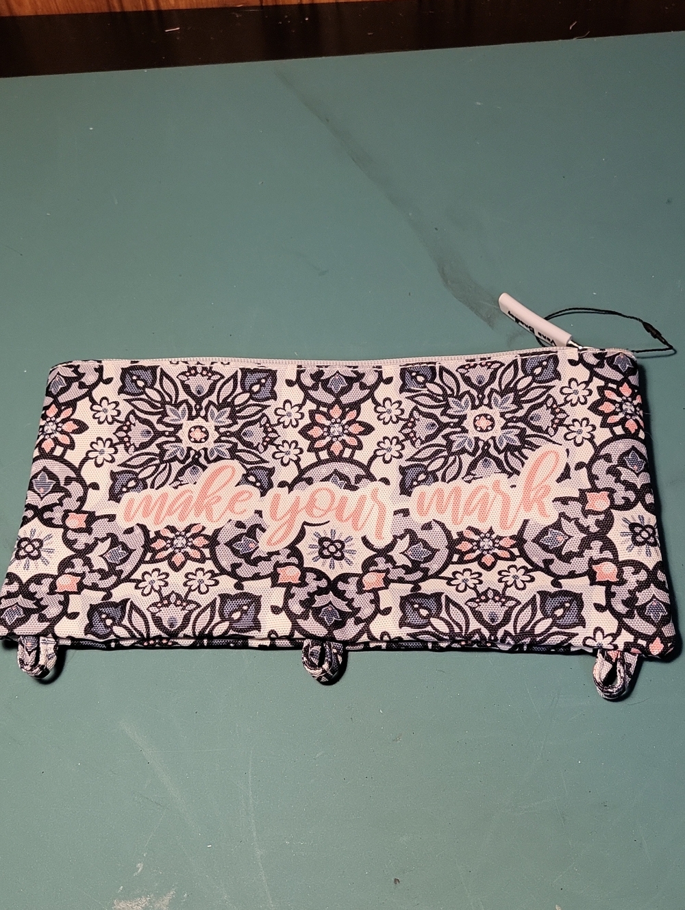 Make Your Mark Floral Zip Pouch - Pink & Navy Vera Bradley